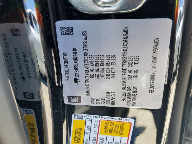 Aukcja sprzedaży 2025 Cadillac Escalade, vin: 1GYS9RRLXSR234140, numer aukcji: 59162466