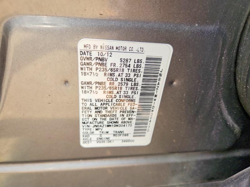 56714666 :رقم المزاد ، JN8AZ1MW1DW304170 vin ، 2013 Nissan Murano مزاد بيع