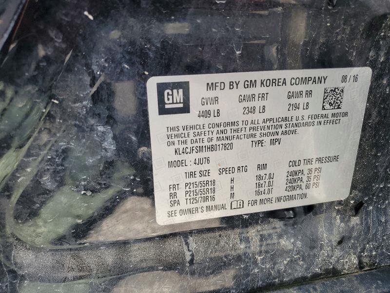 57248736 :رقم المزاد ، KL4CJFSM1HB017820 vin ، 2017 Buick Encore مزاد بيع