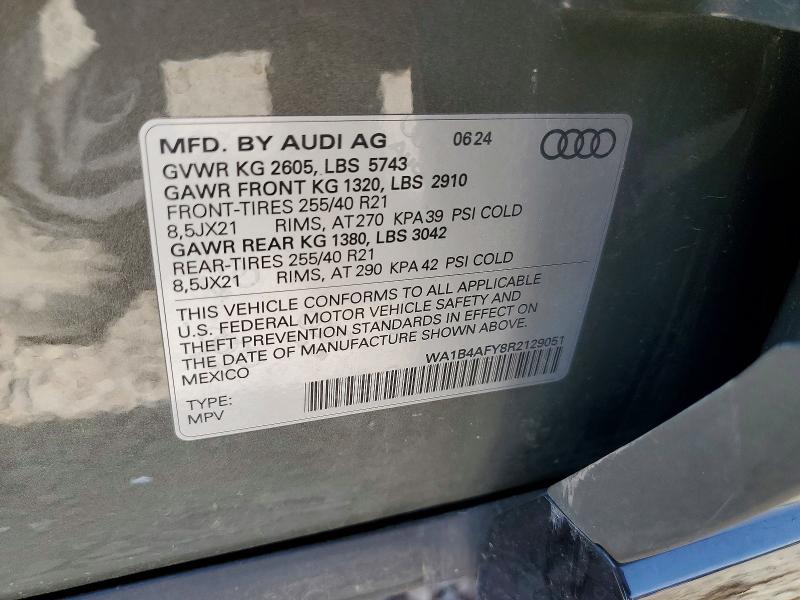 Aukcja sprzedaży 2024 Audi Sq5, vin: WA1B4AFY8R2129051, numer aukcji: 56124426