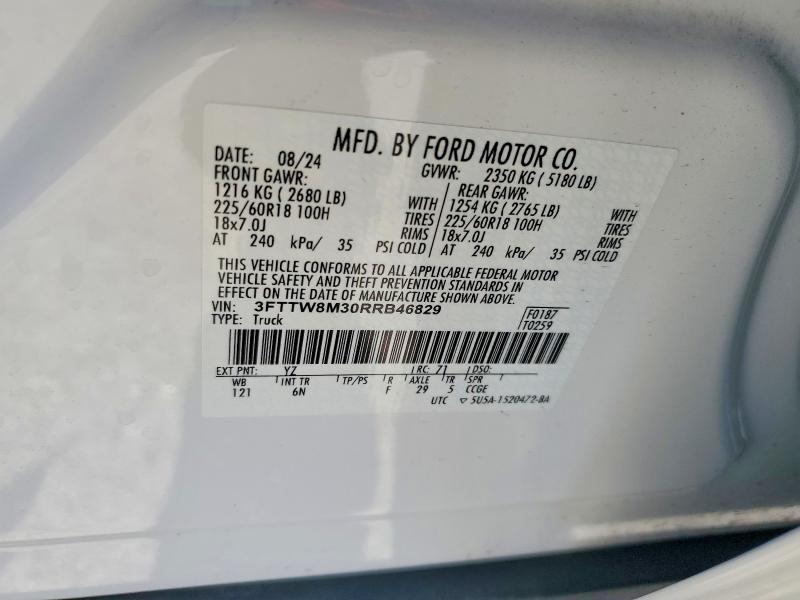 57531676 :رقم المزاد ، 3FTTW8M30RRB46829 vin ، 2024 Ford Maverick مزاد بيع