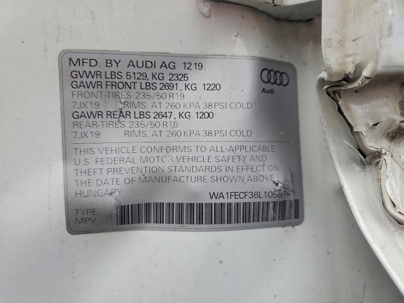 Aukcja sprzedaży 2020 Audi Q3, vin: WA1FECF36L1055141, numer aukcji: 58476106