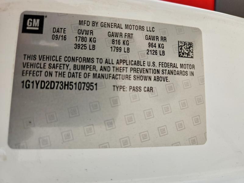 Продаж на аукціоні авто 2017 Chevrolet Corvette, vin: 1G1YD2D73H5107951, номер лоту: 57736456