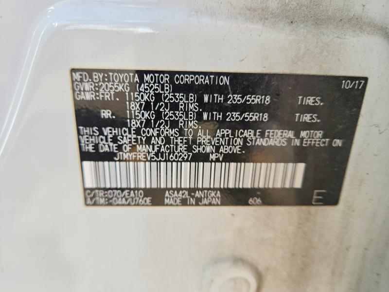 Продаж на аукціоні авто 2018 Toyota Rav4, vin: JTMYFREV5JJ160297, номер лоту: 58898676