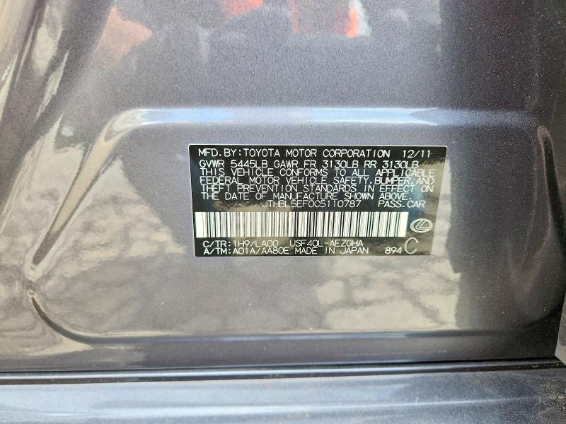 57494646 :رقم المزاد ، JTHBL5EF0C5110787 vin ، 2012 Lexus Ls مزاد بيع