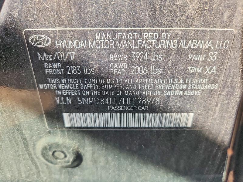 Aukcja sprzedaży 2017 Hyundai Elantra, vin: 5NPD84LF7HH198978, numer aukcji: 55830676