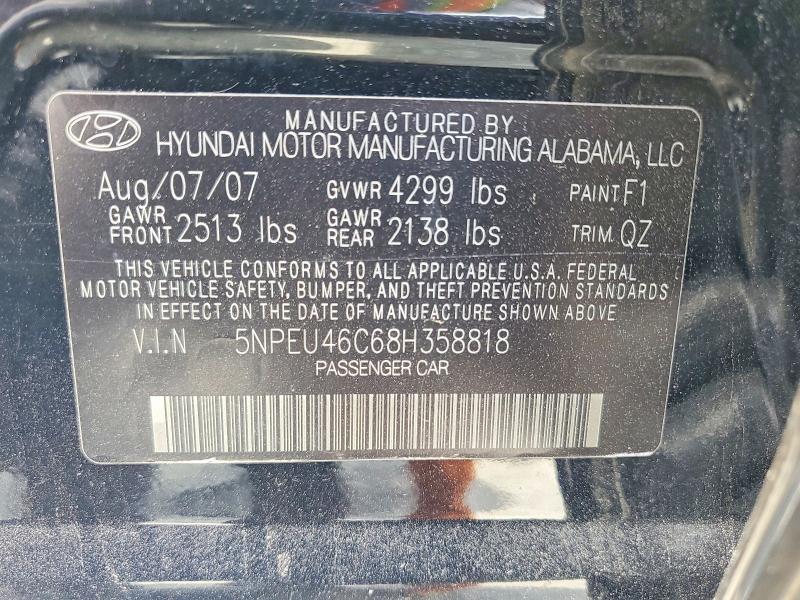 Продажа на аукционе авто 2008 Hyundai Sonata, vin: 5NPEU46C68H358818, номер лота: 55146056