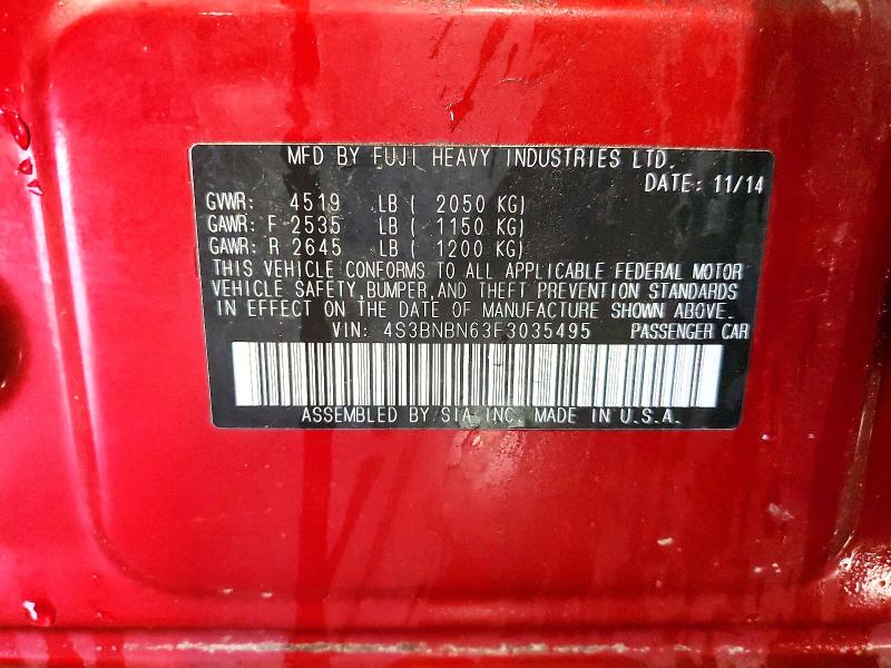 Aukcja sprzedaży 2015 Subaru Legacy, vin: 4S3BNBN63F3035495, numer aukcji: 57869316