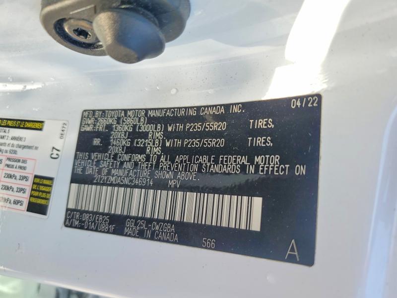 Продажа на аукционе авто 2022 Lexus Rx, vin: 2T2YZMDA5NC346914, номер лота: 55969776
