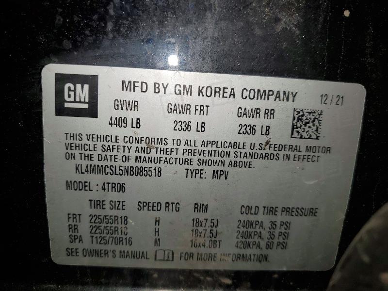 57841056 :رقم المزاد ، KL4MMCSL5NB085518 vin ، 2022 Buick Encore Gx مزاد بيع