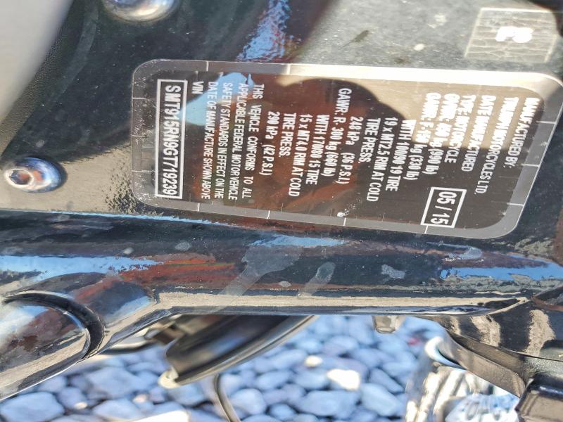 57343946 :رقم المزاد ، SMT915RN9GT719239 vin ، 2016 Triumph Motorcycle Speedmaster مزاد بيع