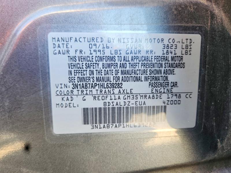 56084266 :رقم المزاد ، 3N1AB7AP1HL639282 vin ، 2017 Nissan Sentra مزاد بيع