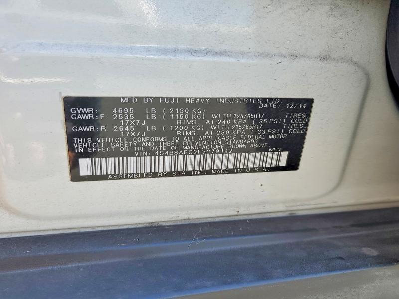 2015 Subaru Outback მანქანა იყიდება აუქციონზე, vin: 4S4BSAFC2F3279142, აუქციონის ნომერი: 58770016