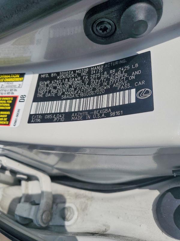 2025 Lexus Es 300h მანქანა იყიდება აუქციონზე, vin: 58ADA1C18SU067020, აუქციონის ნომერი: 58453246
