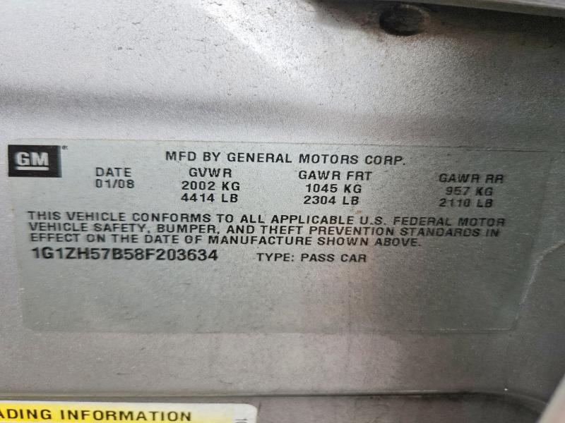 2008 Chevrolet Malibu მანქანა იყიდება აუქციონზე, vin: 1G1ZH57B58F203634, აუქციონის ნომერი: 56706416