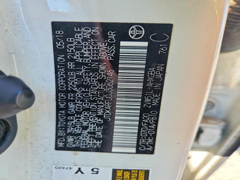 2018 Toyota Prius მანქანა იყიდება აუქციონზე, vin: JTDKARFU0J3062146, აუქციონის ნომერი: 56811146
