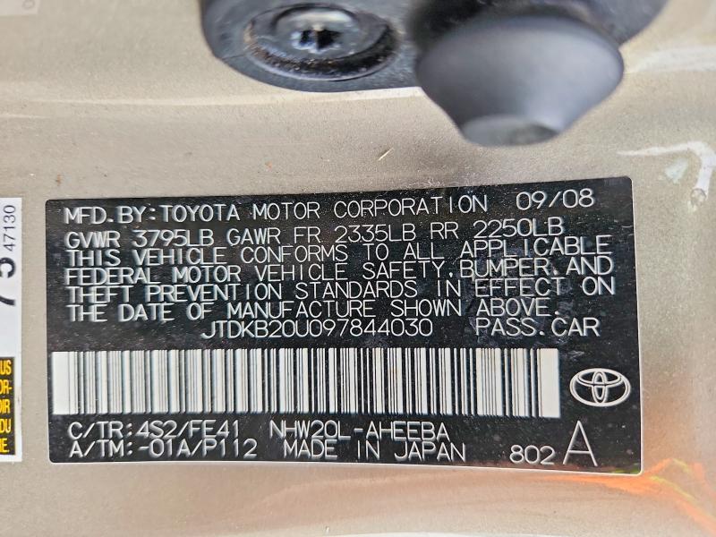 Продажа на аукционе авто 2009 Toyota Prius, vin: JTDKB20U097844030, номер лота: 55390876