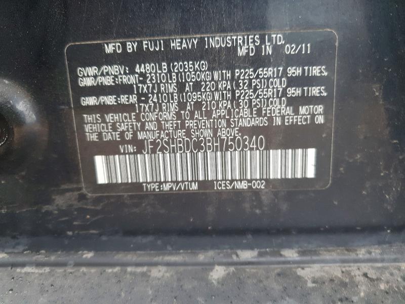 Продаж на аукціоні авто 2011 Subaru Forester, vin: JF2SHBDC3BH750340, номер лоту: 55471146