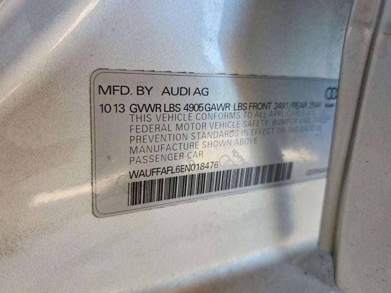 2014 Audi A4 მანქანა იყიდება აუქციონზე, vin: WAUFFAFL6EN018476, აუქციონის ნომერი: 56808696