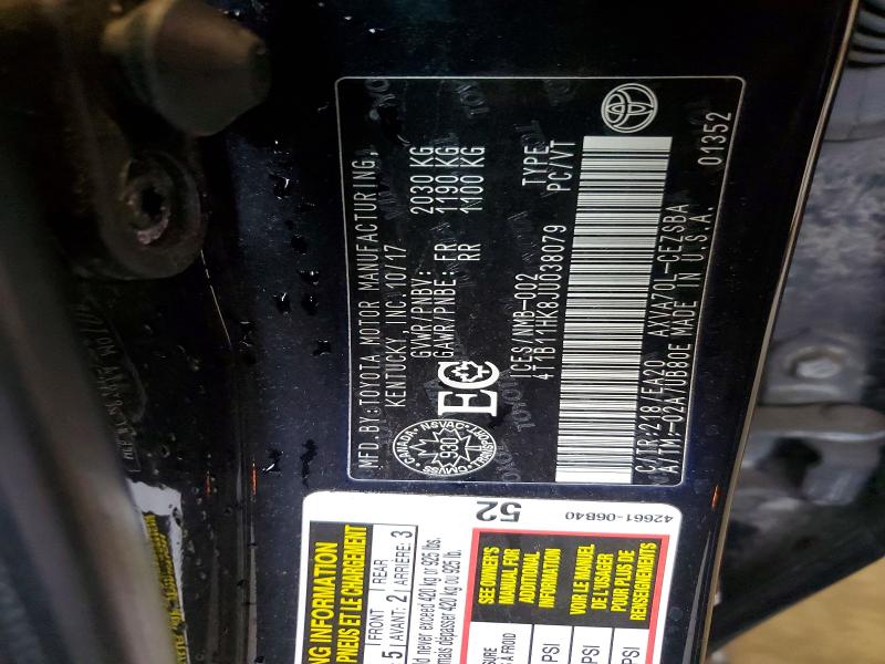 Aukcja sprzedaży 2018 Toyota Camry, vin: 4T1B11HK8JU038079, numer aukcji: 58071566