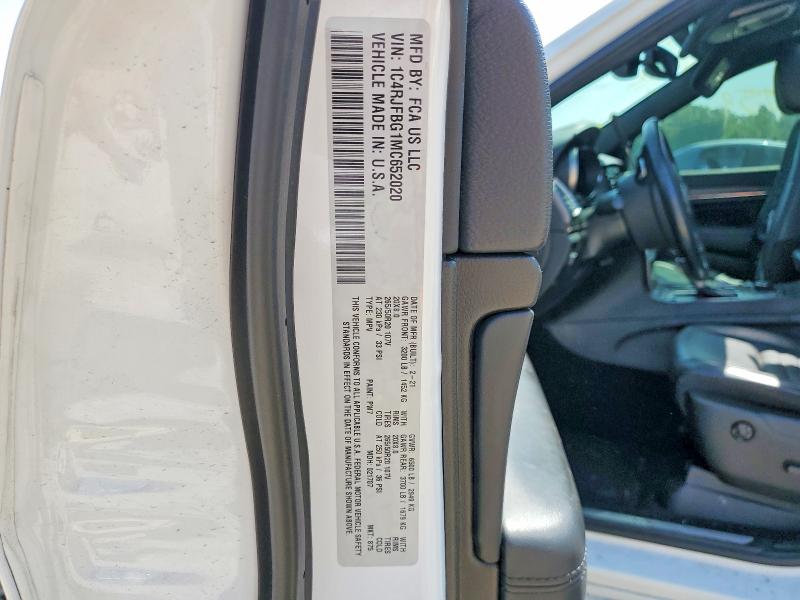 59290936 :رقم المزاد ، 1C4RJFBG1MC652020 vin ، 2021 Jeep Grand Cherokee مزاد بيع
