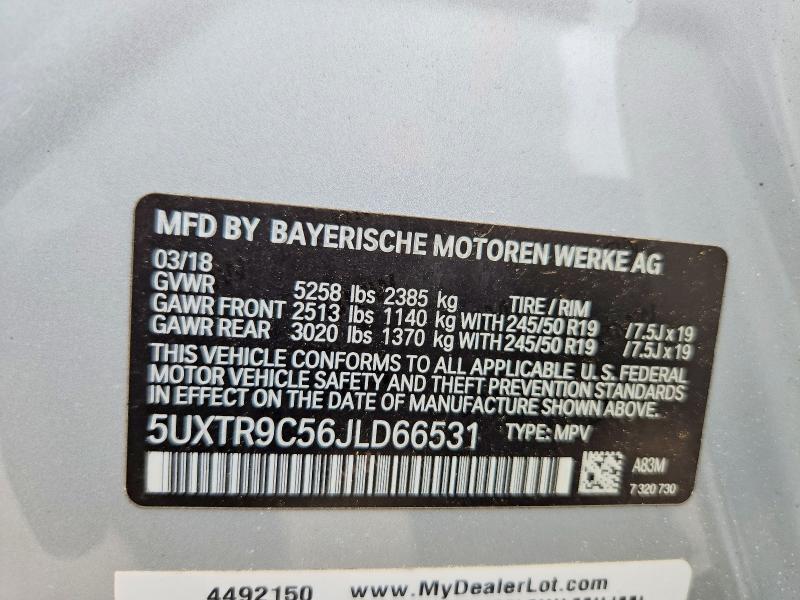 Aukcja sprzedaży 2018 Bmw X3, vin: 5UXTR9C56JLD66531, numer aukcji: 59148656