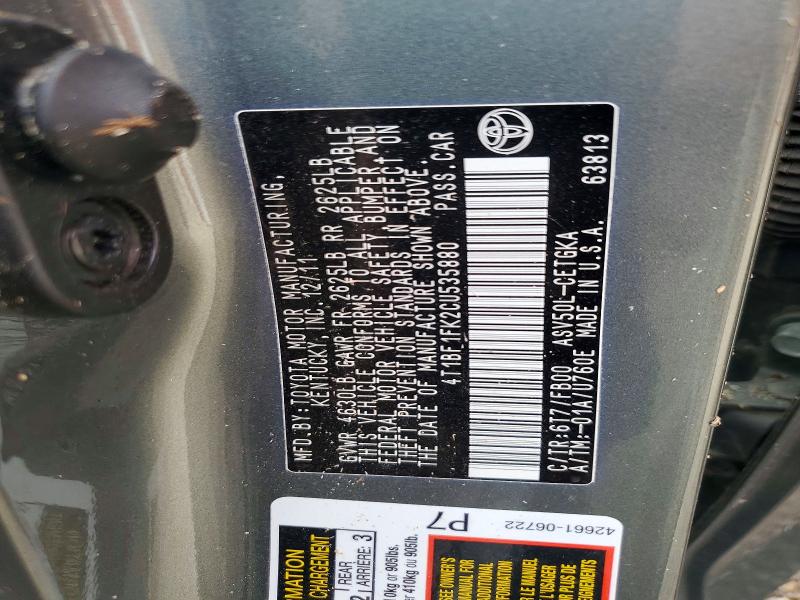 2012 Toyota Camry მანქანა იყიდება აუქციონზე, vin: 4T1BF1FK2CU535880, აუქციონის ნომერი: 57247196