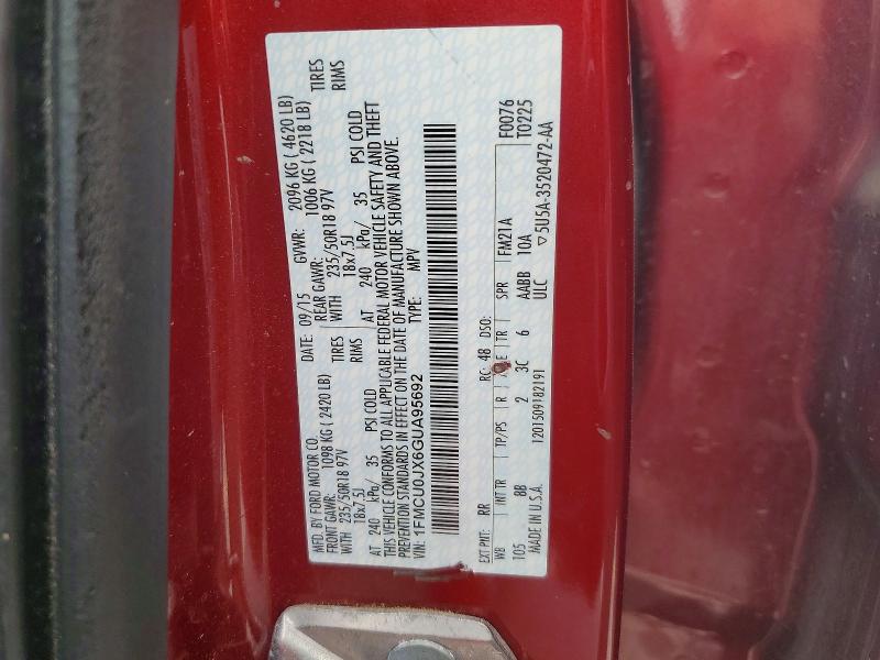 Продаж на аукціоні авто 2016 Ford Escape, vin: 1FMCU0JX6GUA95692, номер лоту: 57038436
