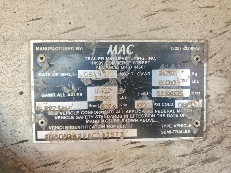 Продажа на аукционе авто 2018 Mac Trailer, vin: 5MADN2427JC042572, номер лота: 55021906