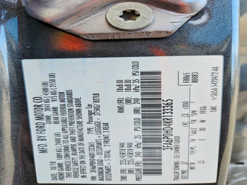 Продажа на аукционе авто 2019 Ford Fusion, vin: 3FA6P0HD4KR133365, номер лота: 56435036