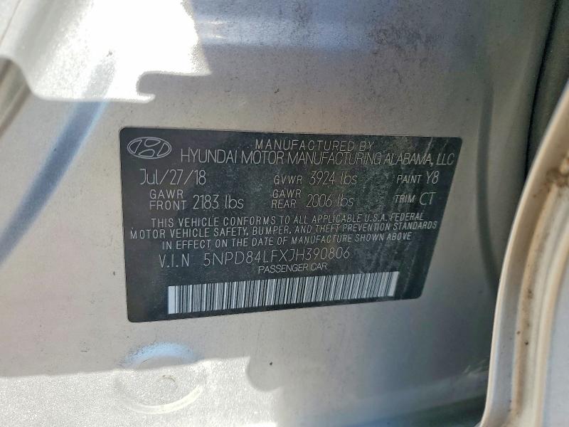 2018 Hyundai Elantra მანქანა იყიდება აუქციონზე, vin: 5NPD84LFXJH390806, აუქციონის ნომერი: 55985686