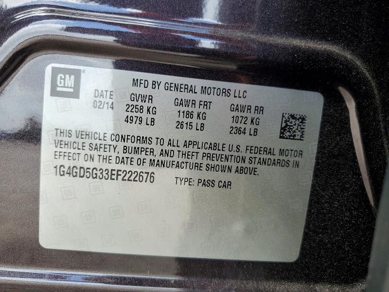 Aukcja sprzedaży 2014 Buick Lacrosse, vin: 1G4GD5G33EF222676, numer aukcji: 58456386
