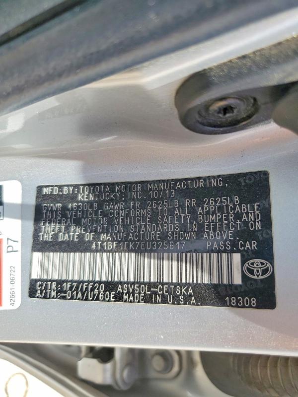 Продаж на аукціоні авто 2014 Toyota Camry, vin: 4T1BF1FK7EU325617, номер лоту: 57158916