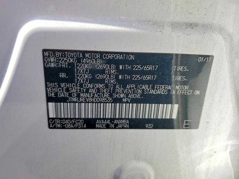 55470686 :رقم المزاد ، JTMRJREV8HD098535 vin ، 2017 Toyota Rav4 Hybrid مزاد بيع