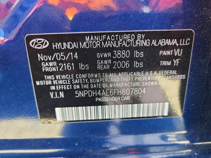 Aukcja sprzedaży 2015 Hyundai Elantra, vin: 5NPDH4AE6FH607804, numer aukcji: 56462496