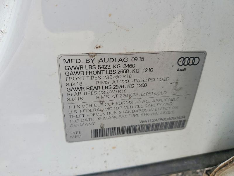 Aukcja sprzedaży 2016 Audi Q5, vin: WA1L2AFP6GA050434, numer aukcji: 58514266