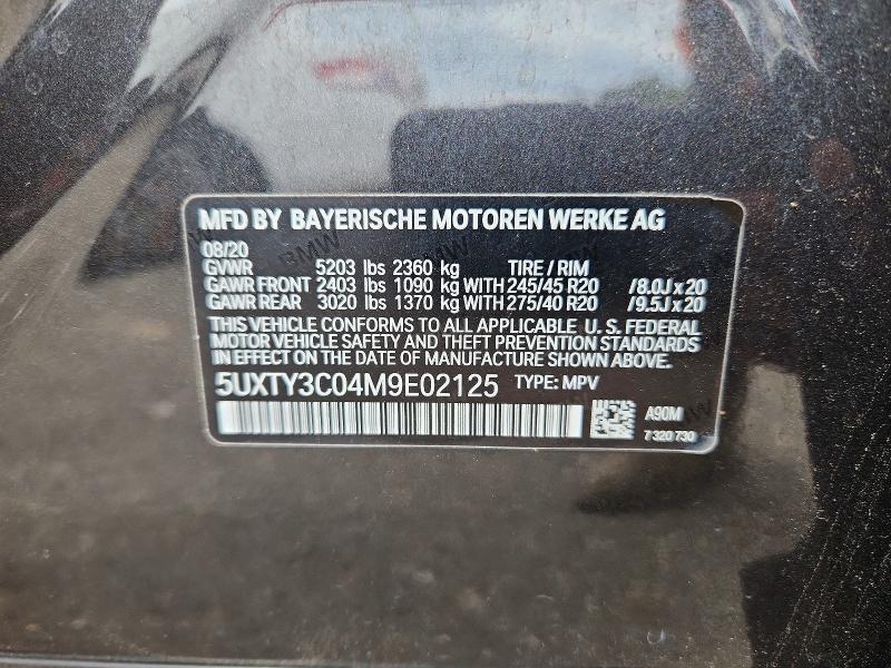 55570946 :رقم المزاد ، 5UXTY3C04M9E02125 vin ، 2021 Bmw X3 مزاد بيع