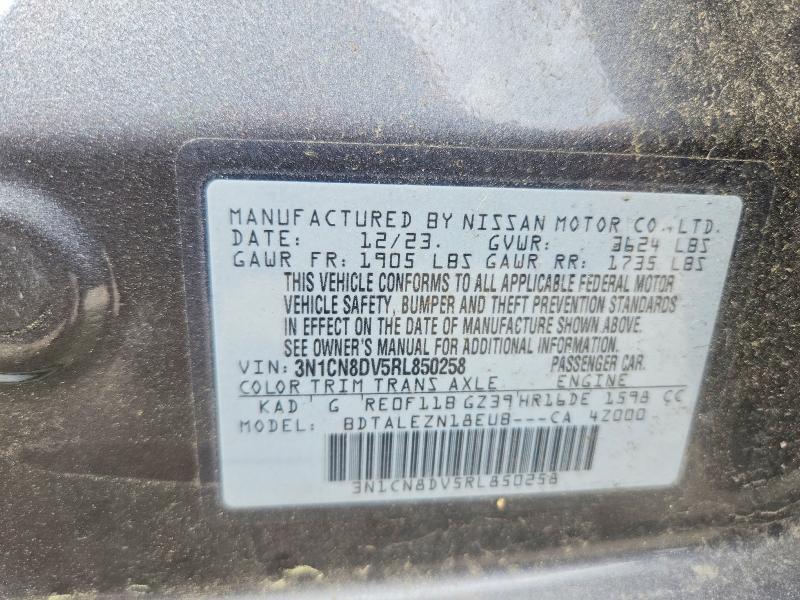 Продаж на аукціоні авто 2024 Nissan Versa, vin: 3N1CN8DV5RL850258, номер лоту: 58046216