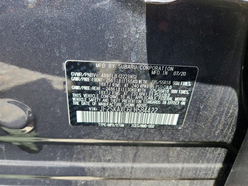 Aukcja sprzedaży 2020 Subaru Forester, vin: JF2SKAXC6LH584422, numer aukcji: 56461706