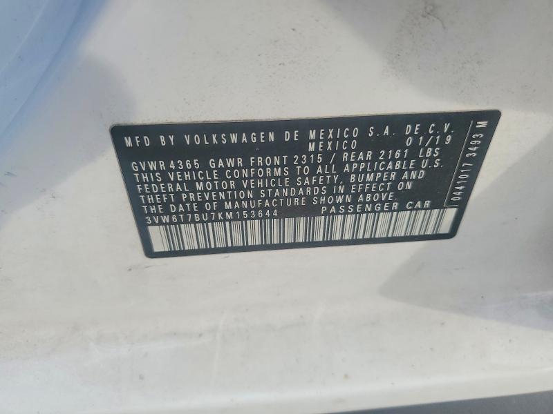 Aukcja sprzedaży 2019 Volkswagen Jetta, vin: 3VW6T7BU7KM153644, numer aukcji: 55968816