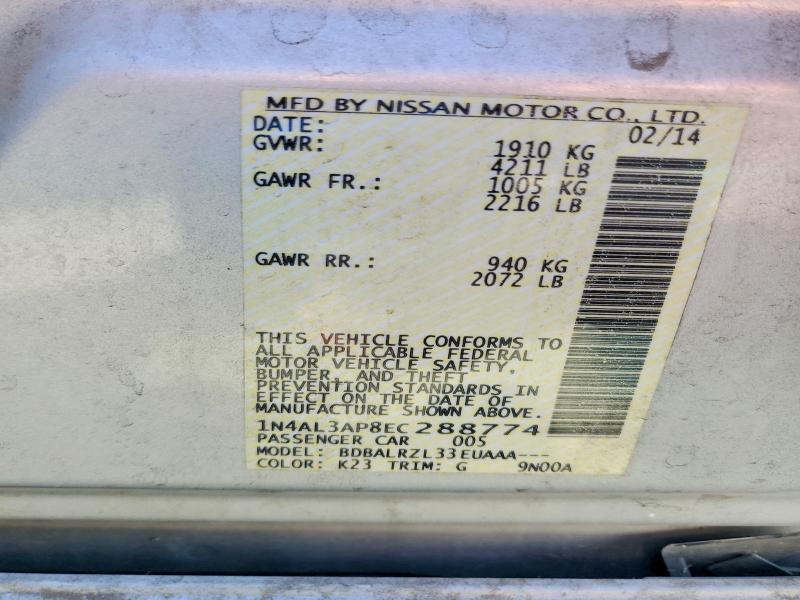 56179296 :رقم المزاد ، 1N4AL3AP8EC288774 vin ، 2014 Nissan Altima مزاد بيع