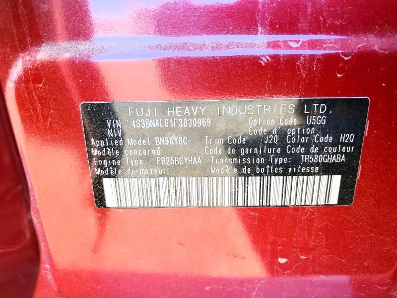 2015 Subaru Legacy მანქანა იყიდება აუქციონზე, vin: 4S3BNAL61F3030969, აუქციონის ნომერი: 57535236
