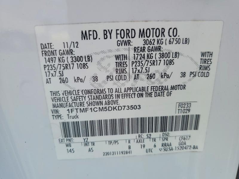 2013 Ford F150 მანქანა იყიდება აუქციონზე, vin: 1FTMF1CM5DKD73503, აუქციონის ნომერი: 57509546