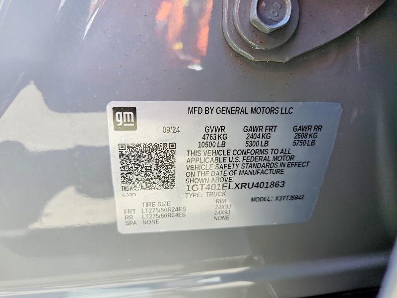 Aukcja sprzedaży 2024 Gmc Sierra, vin: 1GT401ELXRU401863, numer aukcji: 58357346