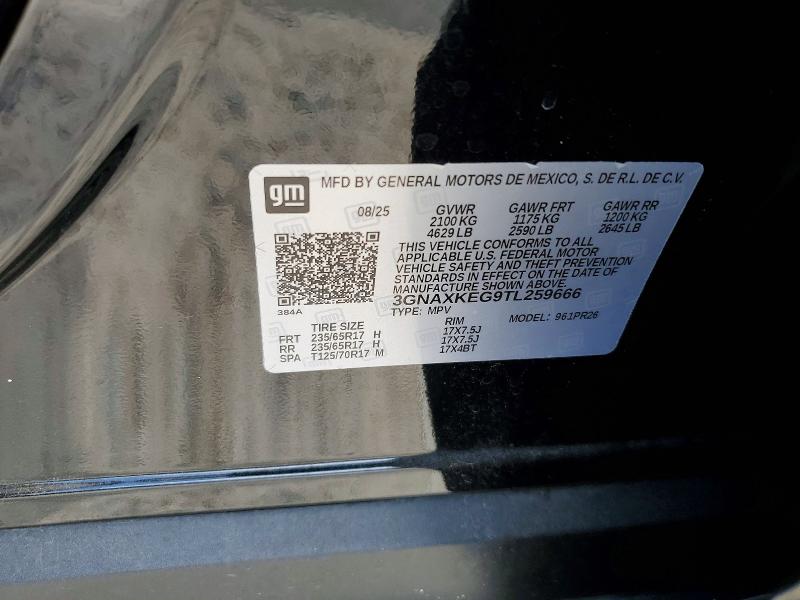 2026 Chevrolet Equinox მანქანა იყიდება აუქციონზე, vin: 3GNAXKEG9TL259666, აუქციონის ნომერი: 58973436