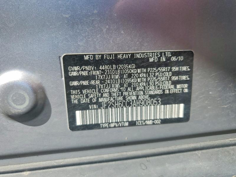 Продажа на аукционе авто 2010 Subaru Forester, vin: JF2SH6CC3AH908053, номер лота: 58050536