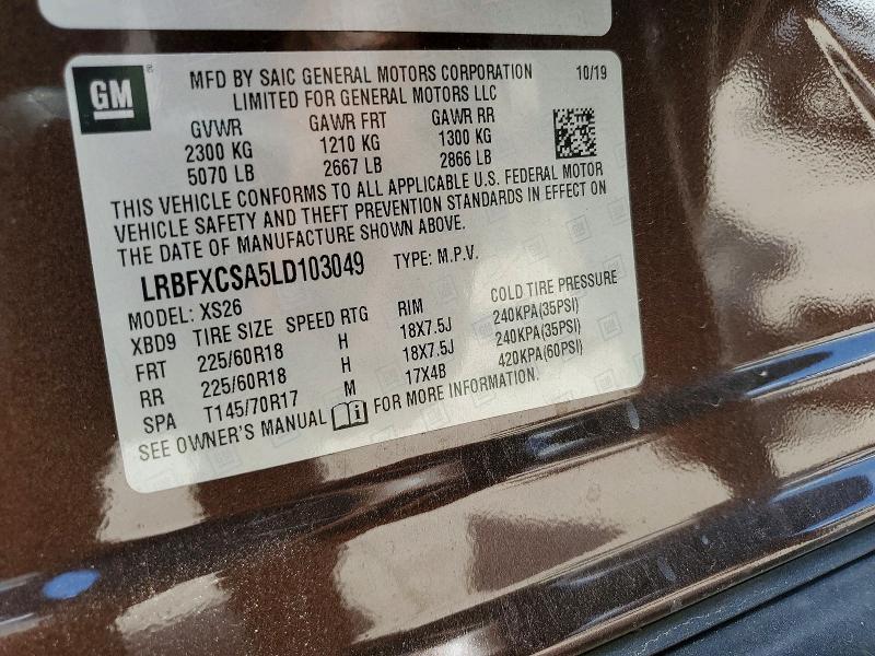 55631686 :رقم المزاد ، LRBFXCSA5LD103049 vin ، 2020 Buick Envision مزاد بيع