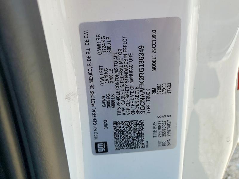 Продажа на аукционе авто 2024 Chevrolet Silverado, vin: 3GCNAAEK2RG136349, номер лота: 56455586