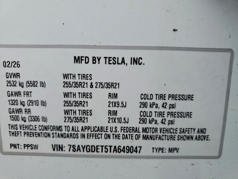 Aukcja sprzedaży 2026 Tesla Model Y, vin: 7SAYGDET5TA649047, numer aukcji: 56079346