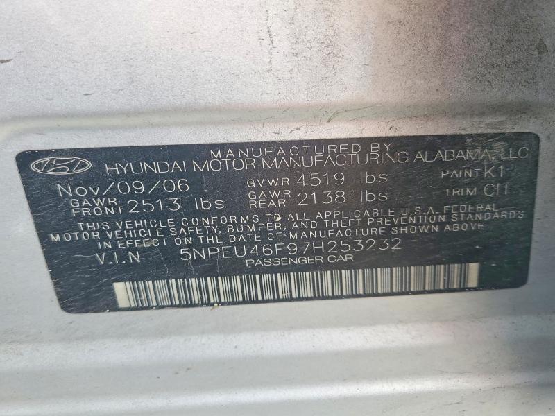 2007 Hyundai Sonata მანქანა იყიდება აუქციონზე, vin: 5NPEU46F97H253232, აუქციონის ნომერი: 55461836